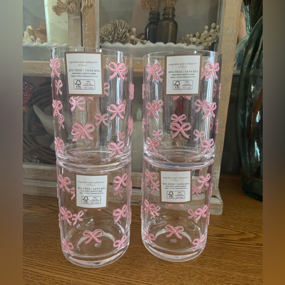 Tiktok viral pink coquette bow cup set nwt